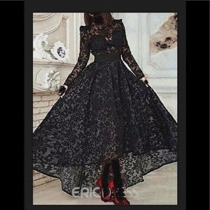 A-Line Long Sleev Asymmetrical party wedding Dress